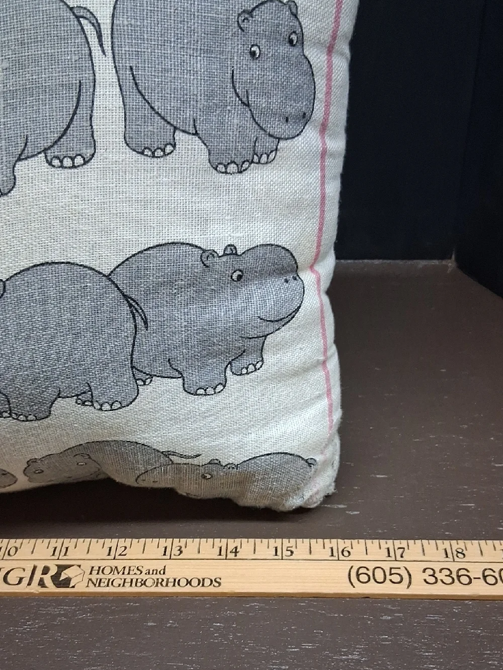 Throw‎ Pillow Featuring Cartoon Hippopotamuses.
